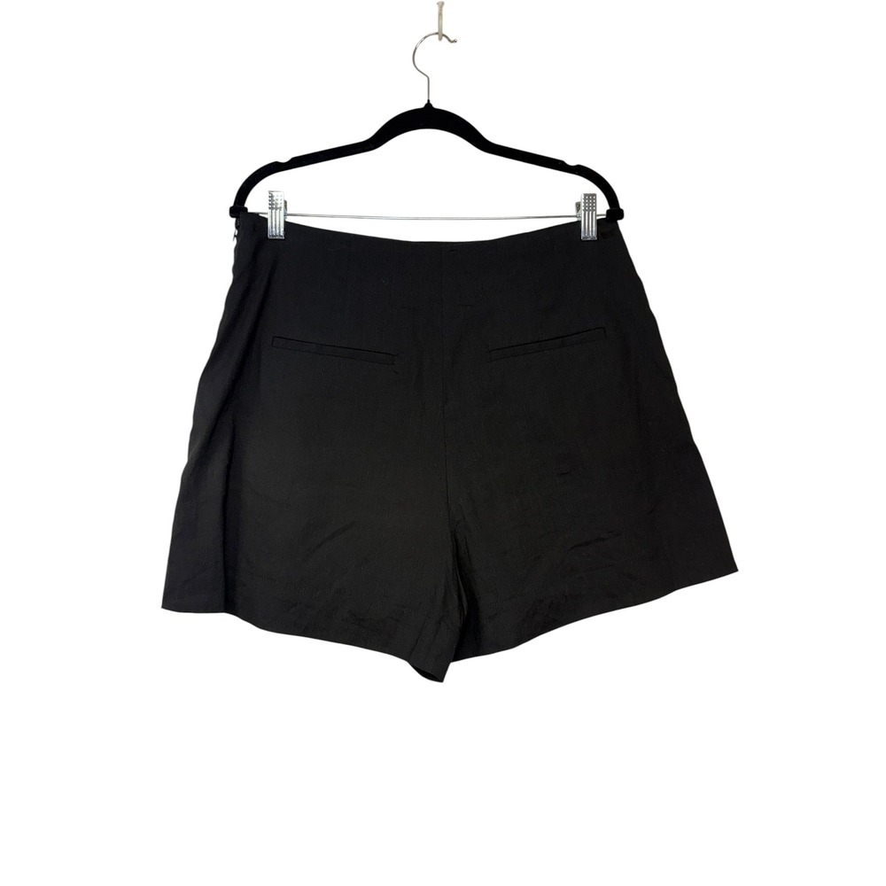 Vince Black Pleated Linen Blend Shorts High Rise Side Zip Size 12 V756221199 - Picture 4 of 10